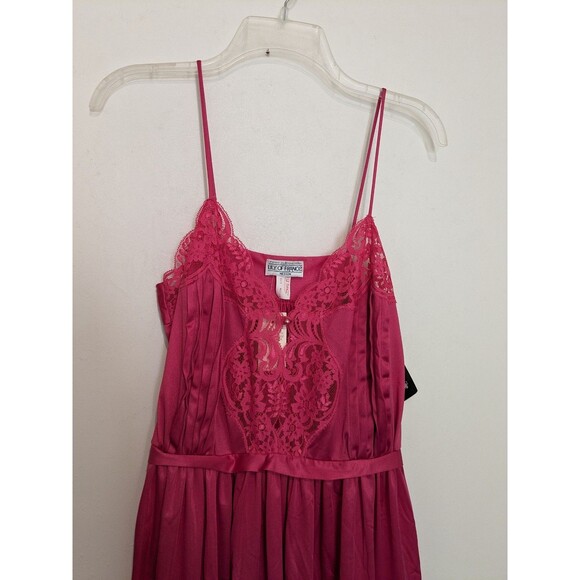 Vtg Lily Of France Rosa Puleo-Szule Peignoir Gown Set Pink M Sheer Lace Monece - Picture 7 of 12